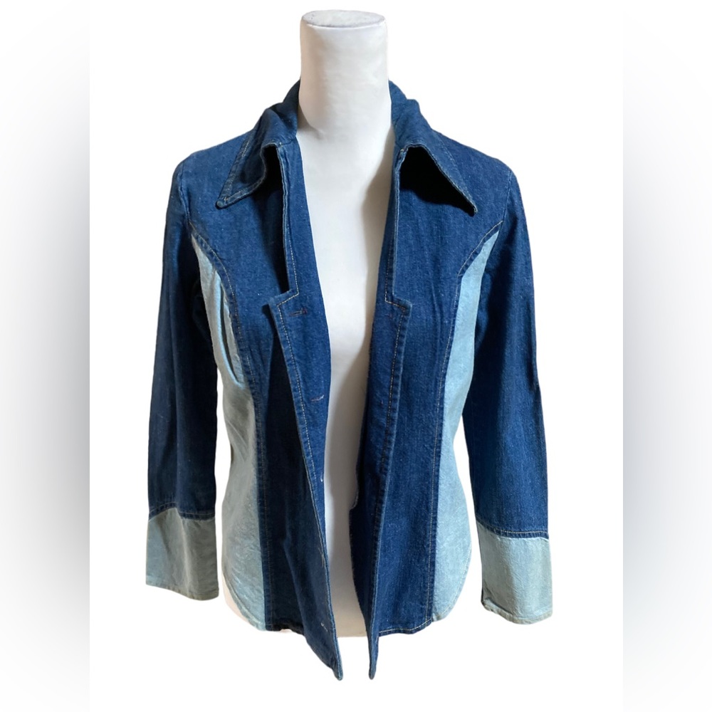 Two Tone Blue Denim Button Down Jacket. - image 1